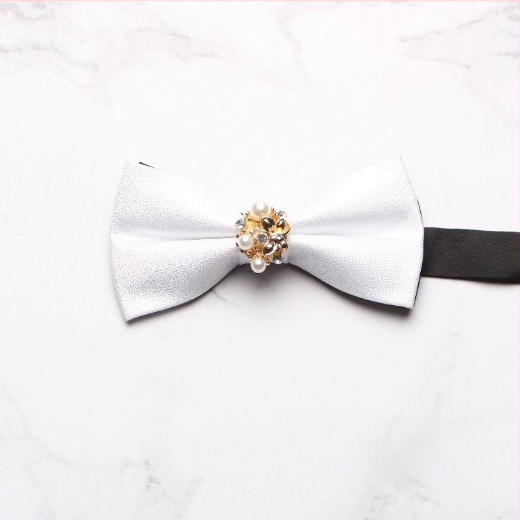 Csokornyakkendő, koreai stílus, poliészter, jacquard szövés, monokróm dizájn, gyémántdíszítés (polieszter, koreai stílus, jacquard szövés, monokróm dizájn, gyémántdíszítés)