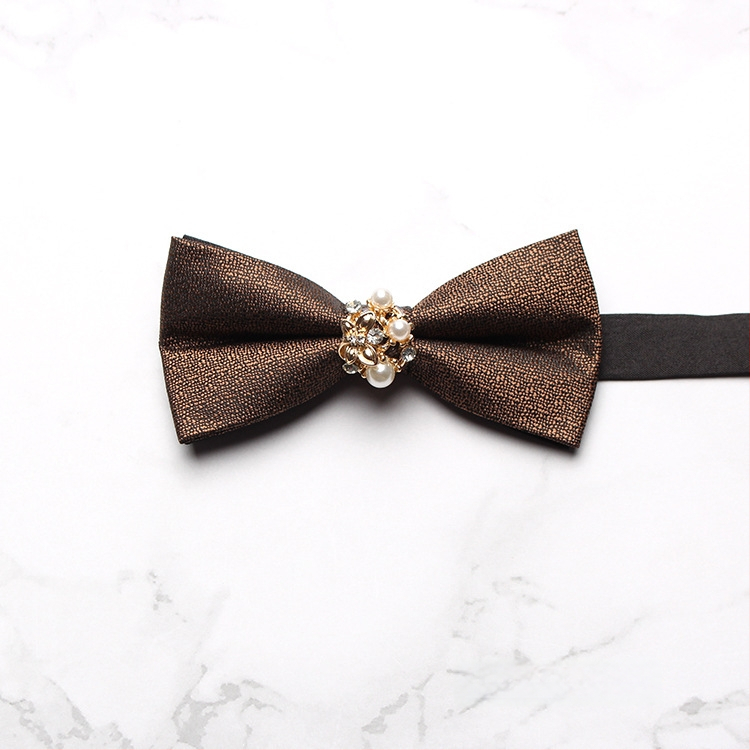 Csokornyakkendő, koreai stílus, poliészter, jacquard szövés, monokróm dizájn, gyémántdíszítés (polieszter, koreai stílus, jacquard szövés, monokróm dizájn, gyémántdíszítés)