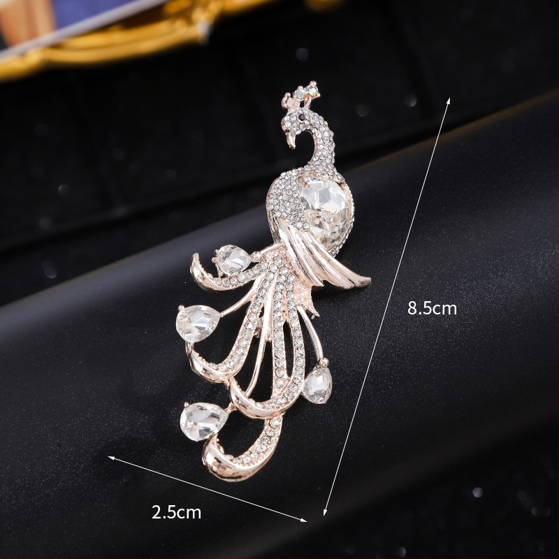 Broš paun motiva, legura, marka Yusheng, elektroplirano, klasičan i svestran stil