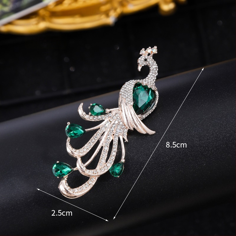 Broš paun motiva, legura, marka Yusheng, elektroplirano, klasičan i svestran stil