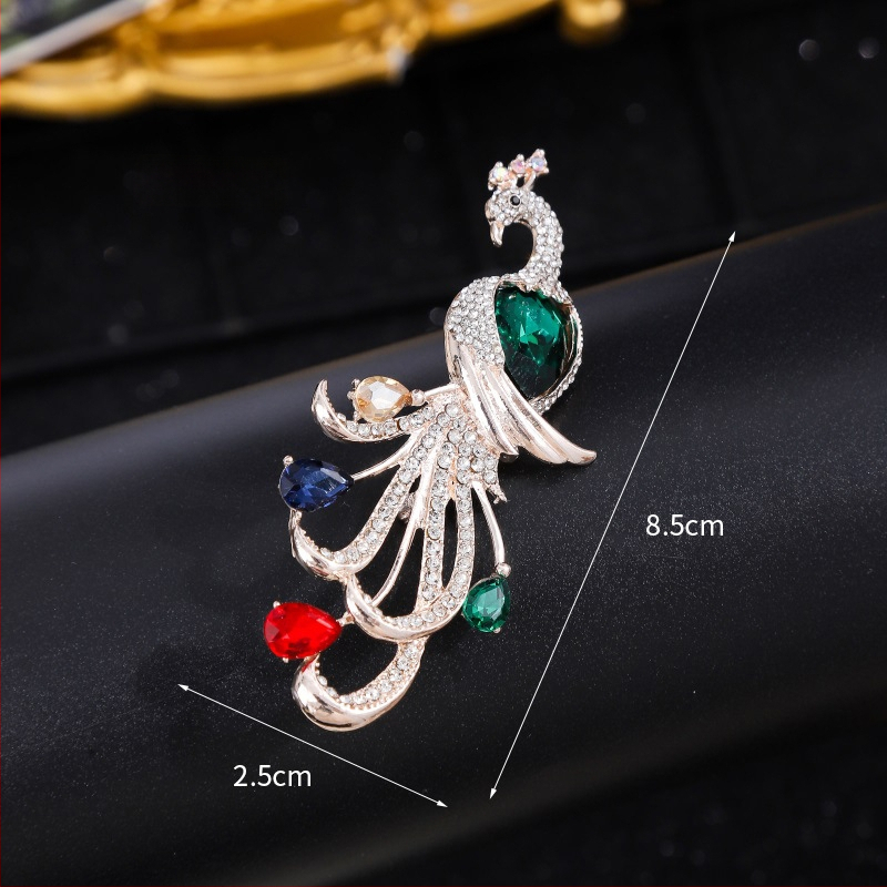 Broš paun motiva, legura, marka Yusheng, elektroplirano, klasičan i svestran stil