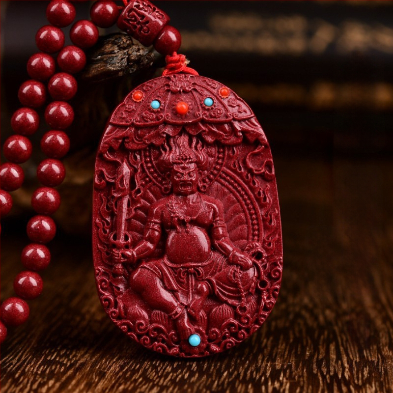 Colier cu pandantiv Buddha Amitabha din cinnabar, pentru Anul Tigru, stil medieval, lansare primăvară 2024