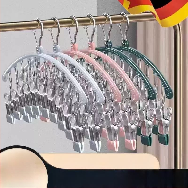 Džiovėjimo spaustukai iš nerūdijančio plieno su plastiko danga, 10 spaustukų, nelankstomi, tinkami drabužiams, šalikams ir kaklaraištėms