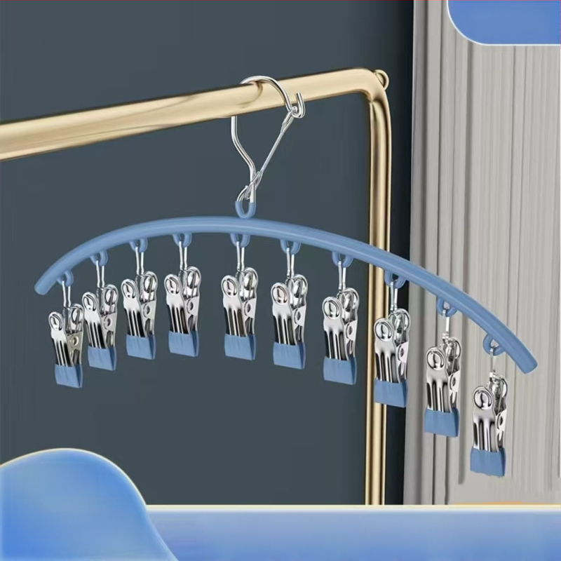 Džiovėjimo spaustukai iš nerūdijančio plieno su plastiko danga, 10 spaustukų, nelankstomi, tinkami drabužiams, šalikams ir kaklaraištėms