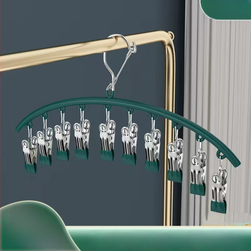 Džiovėjimo spaustukai iš nerūdijančio plieno su plastiko danga, 10 spaustukų, nelankstomi, tinkami drabužiams, šalikams ir kaklaraištėms