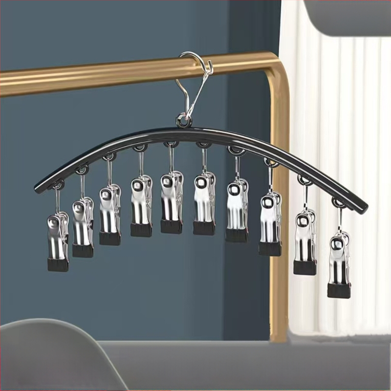 Džiovėjimo spaustukai iš nerūdijančio plieno su plastiko danga, 10 spaustukų, nelankstomi, tinkami drabužiams, šalikams ir kaklaraištėms