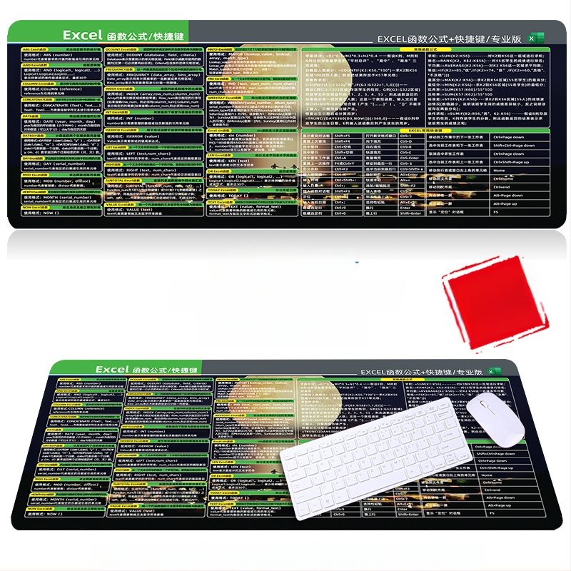 Настолна подложка за бюро с клавишни комбинации за Excel – гумена, едностранна, антиплъзгаща, печатано лого, OEM персонализация
