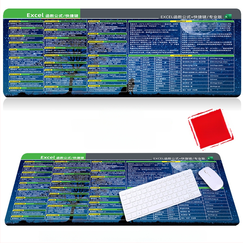 Настолна подложка за бюро с клавишни комбинации за Excel – гумена, едностранна, антиплъзгаща, печатано лого, OEM персонализация