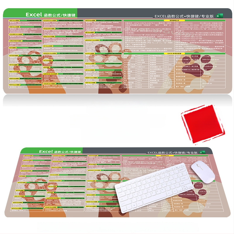 Настолна подложка за бюро с клавишни комбинации за Excel – гумена, едностранна, антиплъзгаща, печатано лого, OEM персонализация