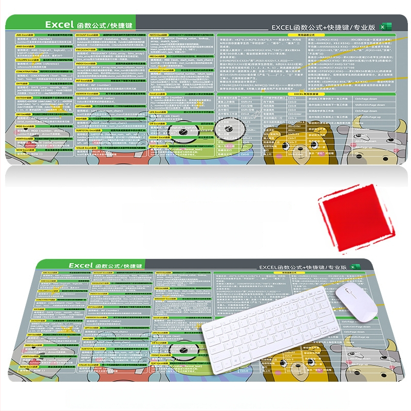 Настолна подложка за бюро с клавишни комбинации за Excel – гумена, едностранна, антиплъзгаща, печатано лого, OEM персонализация
