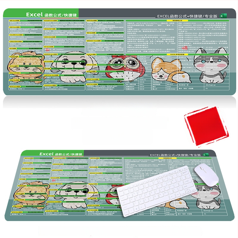 Настолна подложка за бюро с клавишни комбинации за Excel – гумена, едностранна, антиплъзгаща, печатано лого, OEM персонализация
