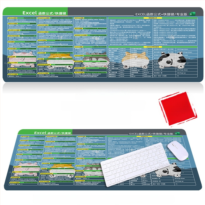 Настолна подложка за бюро с клавишни комбинации за Excel – гумена, едностранна, антиплъзгаща, печатано лого, OEM персонализация