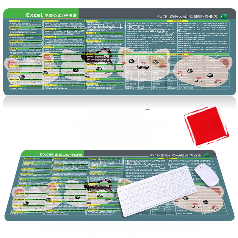 Настолна подложка за бюро с клавишни комбинации за Excel – гумена, едностранна, антиплъзгаща, печатано лого, OEM персонализация