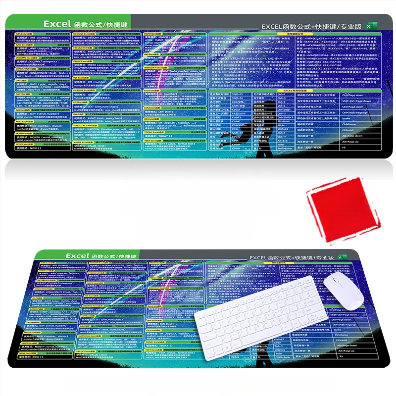 Настолна подложка за бюро с клавишни комбинации за Excel – гумена, едностранна, антиплъзгаща, печатано лого, OEM персонализация
