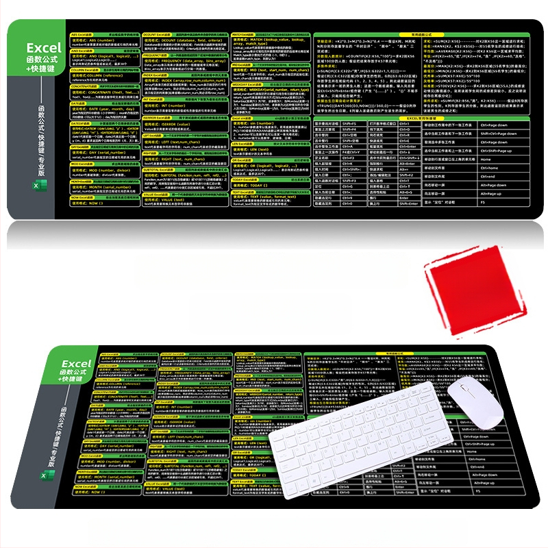 Настолна подложка за бюро с клавишни комбинации за Excel – гумена, едностранна, антиплъзгаща, печатано лого, OEM персонализация