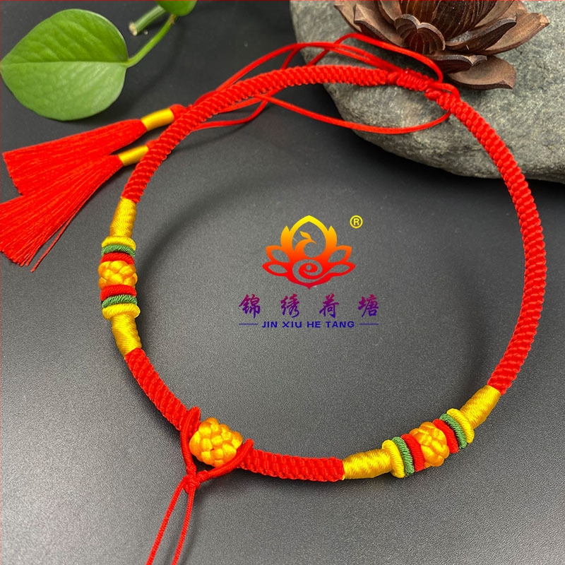 Bērnu kaklarota, rokām austā no sajaukta materiāla, sudraba 925 kulons, parasta ķēde, Ķīnas stils