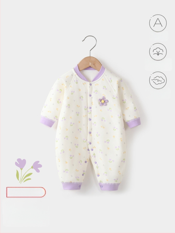 Bērnu kombinezons, 100% kokvilna, biezināts, garas piedurknes, bez kapuces, 1–3 gadi