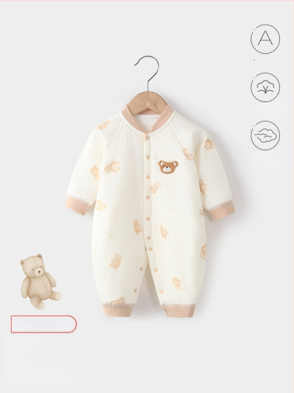 Bērnu kombinezons, 100% kokvilna, biezināts, garas piedurknes, bez kapuces, 1–3 gadi