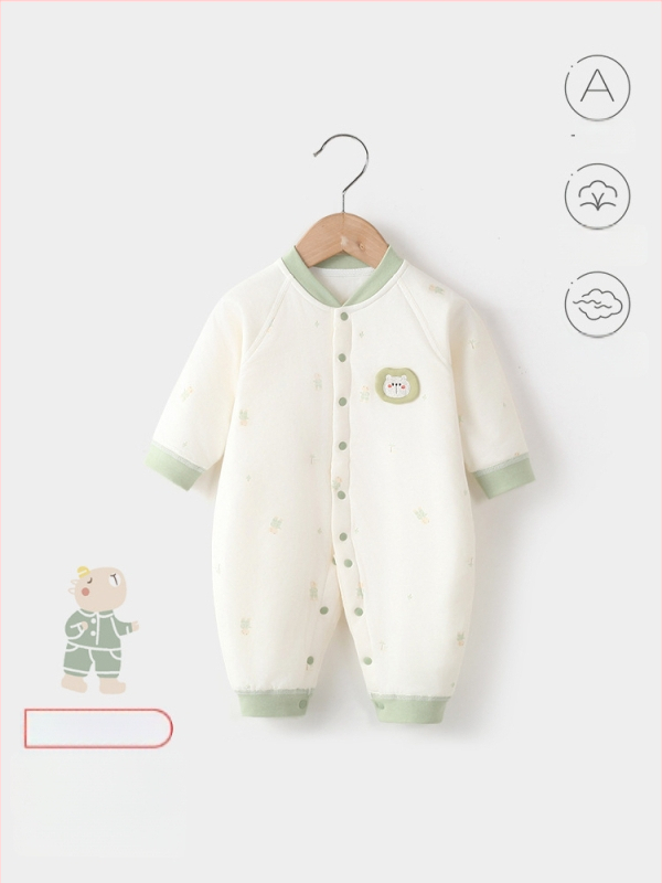 Bērnu kombinezons, 100% kokvilna, biezināts, garas piedurknes, bez kapuces, 1–3 gadi