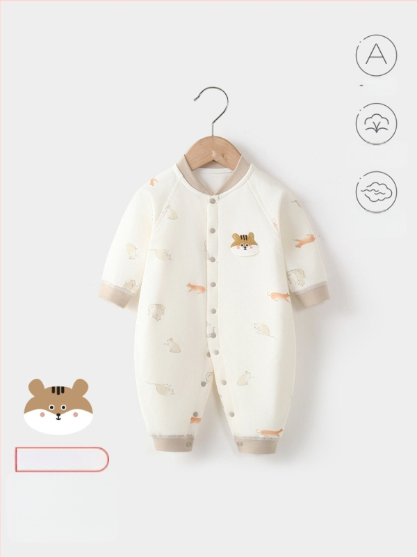 Bērnu kombinezons, 100% kokvilna, biezināts, garas piedurknes, bez kapuces, 1–3 gadi