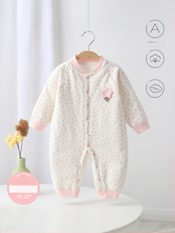 Bērnu kombinezons, 100% kokvilna, biezināts, garas piedurknes, bez kapuces, 1–3 gadi