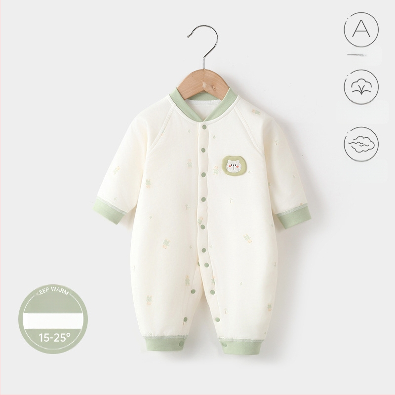 Bērnu kombinezons, 100% kokvilna, biezināts, garas piedurknes, bez kapuces, 1–3 gadi