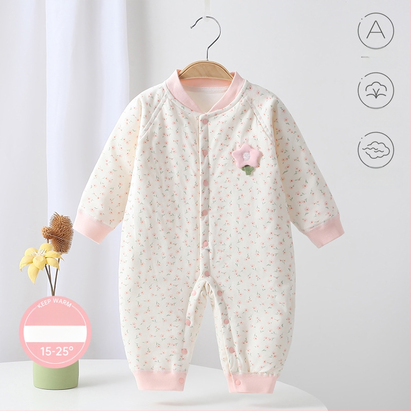 Bērnu kombinezons, 100% kokvilna, biezināts, garas piedurknes, bez kapuces, 1–3 gadi