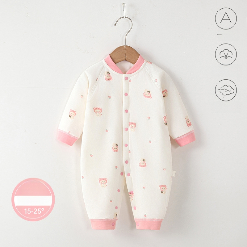 Bērnu kombinezons, 100% kokvilna, biezināts, garas piedurknes, bez kapuces, 1–3 gadi