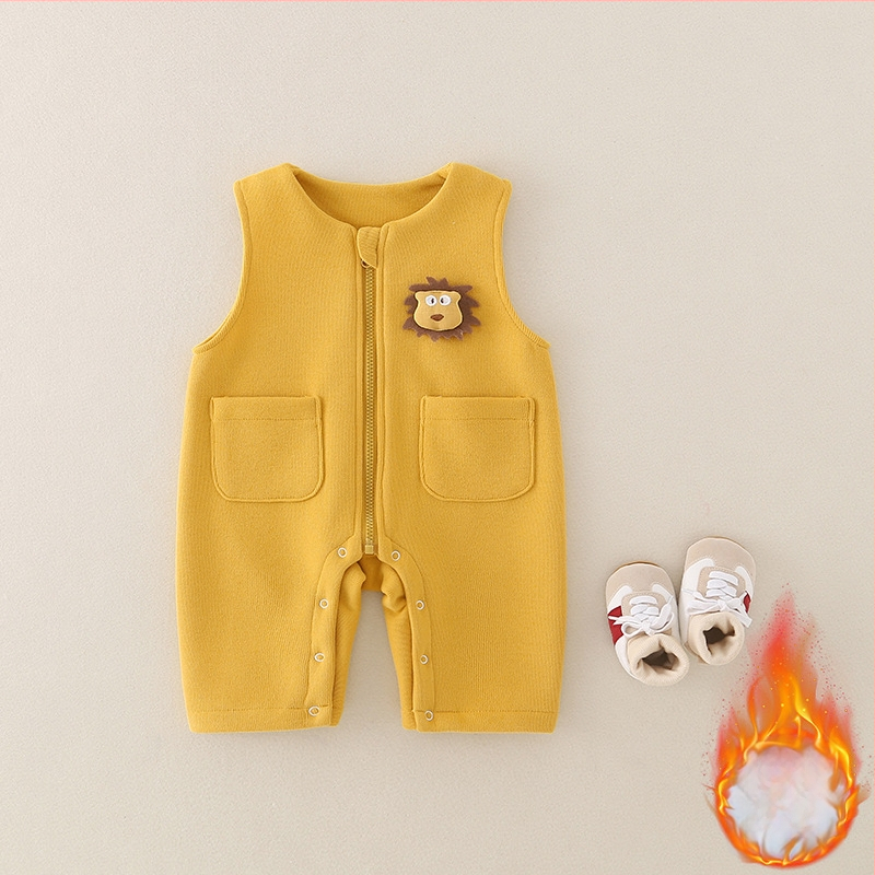 Zīdaiņa bez piedurknēm romper ar siksnām – kokvilnas maisījums, universāls, rāvējslēdzējs, piemērots 0–12 mēnešiem