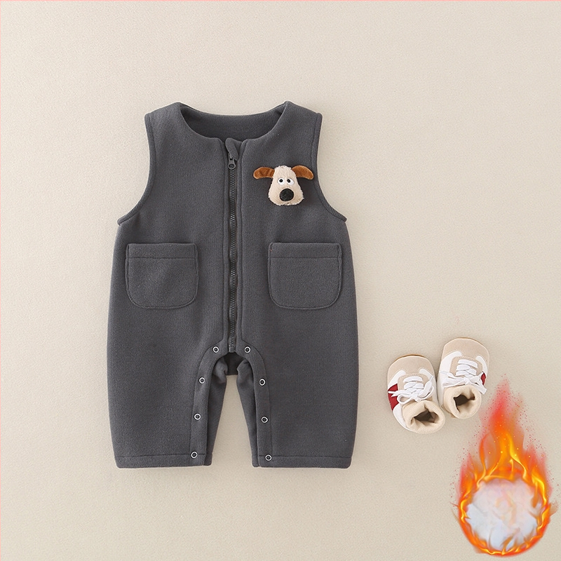 Zīdaiņa bez piedurknēm romper ar siksnām – kokvilnas maisījums, universāls, rāvējslēdzējs, piemērots 0–12 mēnešiem
