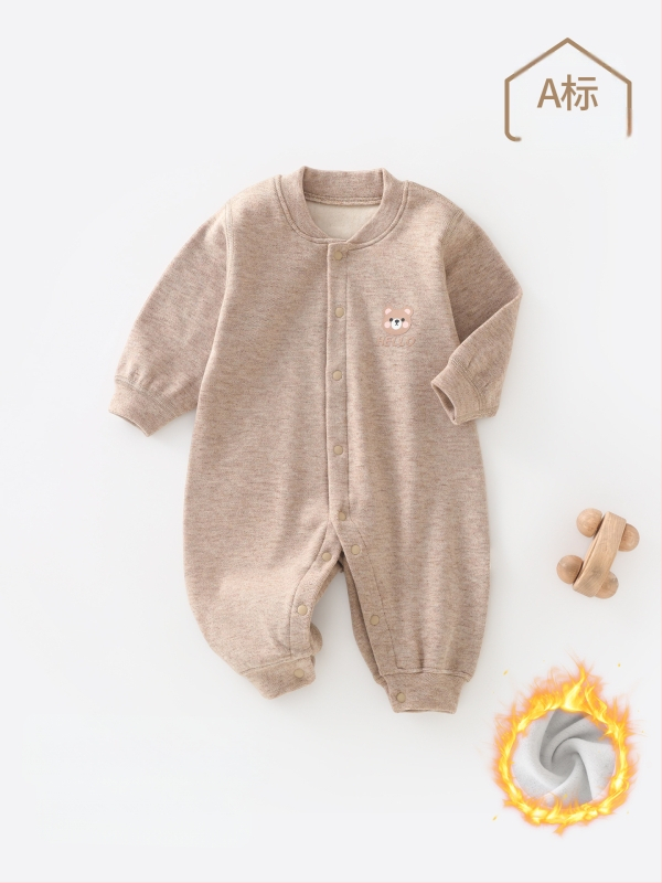 Zīdaiņu kombinezonas ar flīsa oderi un biezu audumu, garas piedurknes, bez kapuces, priekšējā aizdare, zīdaiņiem 0-12 mēneši