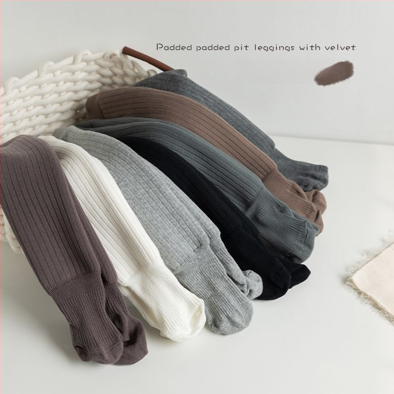 Bērnu kokvilnas legingi ar fleece iekšpusi rudens–ziemas sezonai, ar atvērtu starpsienu zonā starp kājām, 3–8 gadi