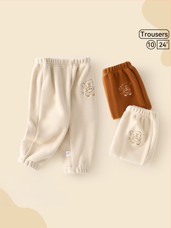 Zīdaiņiem un maziem bērniem bikses ar fleece apdari, brīvs siluets, dzīvnieku raksts, poliesters 94,1%, viduklis ar vidēja augstuma, mīksta apstrāde, pavasaris un rudens