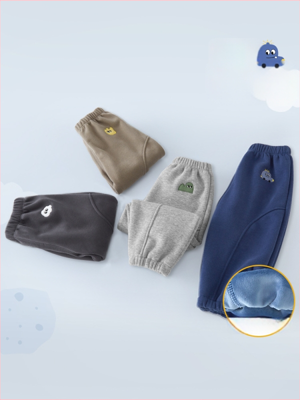 Bērnu velūra bikses, kokvilnas-poliestera maisījums (50% poliesteris), vidējā augstuma elastīgā josta, 1–3 gadi, ziemas sezonā