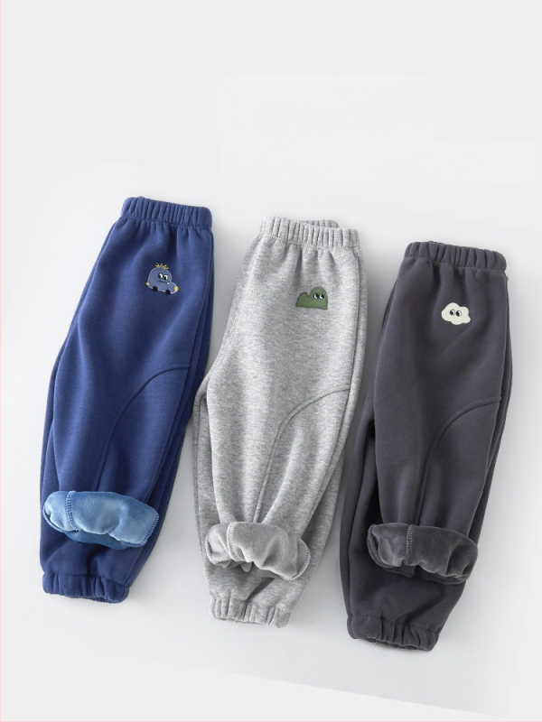 Bērnu velūra bikses, kokvilnas-poliestera maisījums (50% poliesteris), vidējā augstuma elastīgā josta, 1–3 gadi, ziemas sezonā