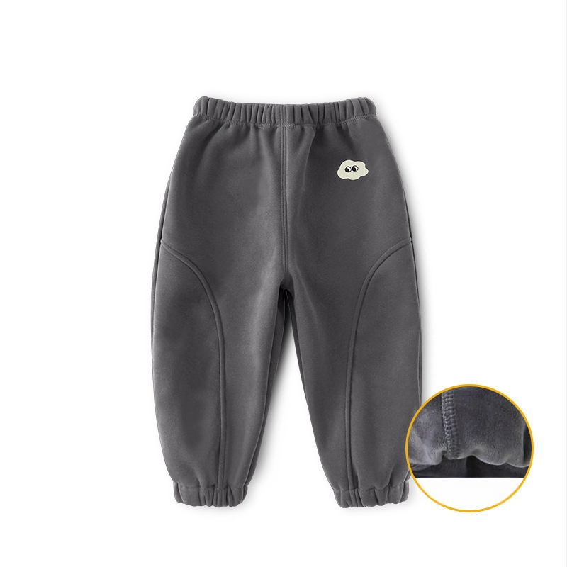 Bērnu velūra bikses, kokvilnas-poliestera maisījums (50% poliesteris), vidējā augstuma elastīgā josta, 1–3 gadi, ziemas sezonā