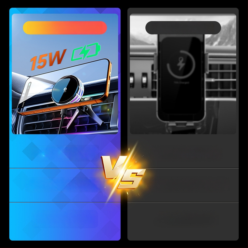 Auto držač za telefon s bežičnim punjenjem, dvostruki magnetski, sklopivi zaslon, 25W, kompatibilan s navigacijom