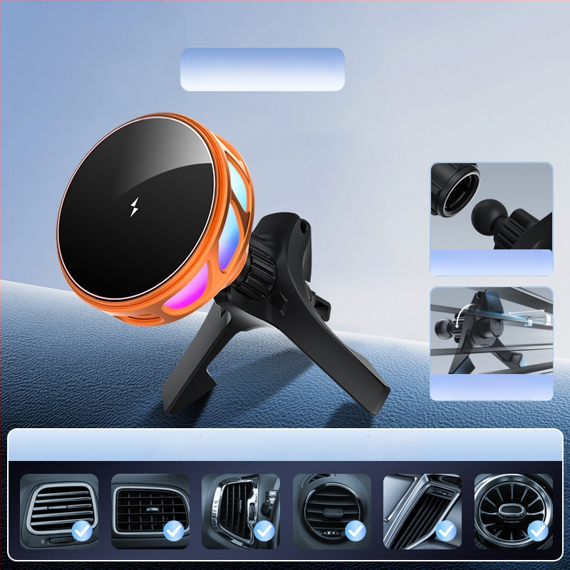 Auto držač za telefon s bežičnim punjenjem, dvostruki magnetski, sklopivi zaslon, 25W, kompatibilan s navigacijom