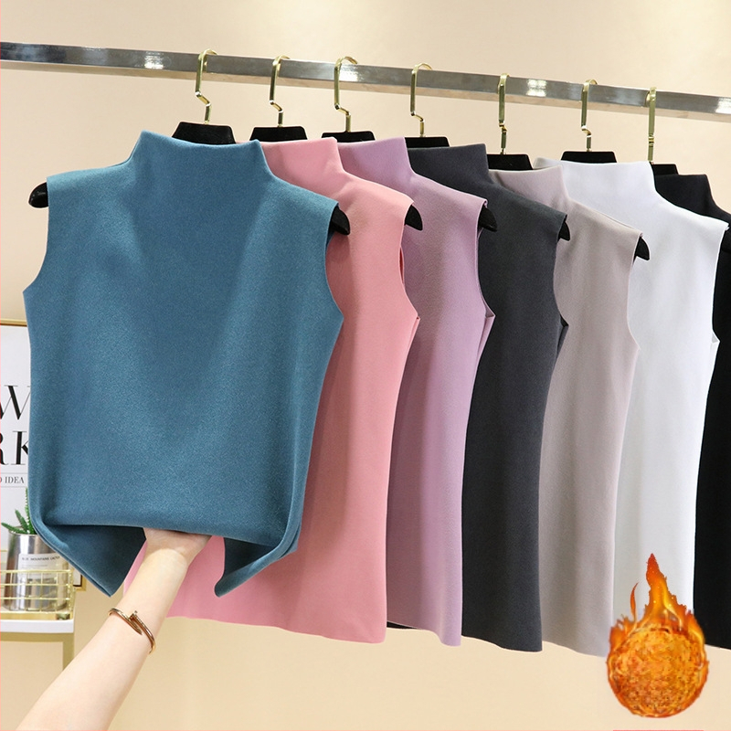 Sievietes bezrūpīgā vestes no Derong samta, iekšējā flīss, ar pusaugstu apkakli ziemai