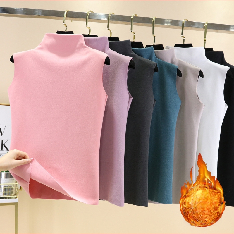 Sievietes bezrūpīgā vestes no Derong samta, iekšējā flīss, ar pusaugstu apkakli ziemai