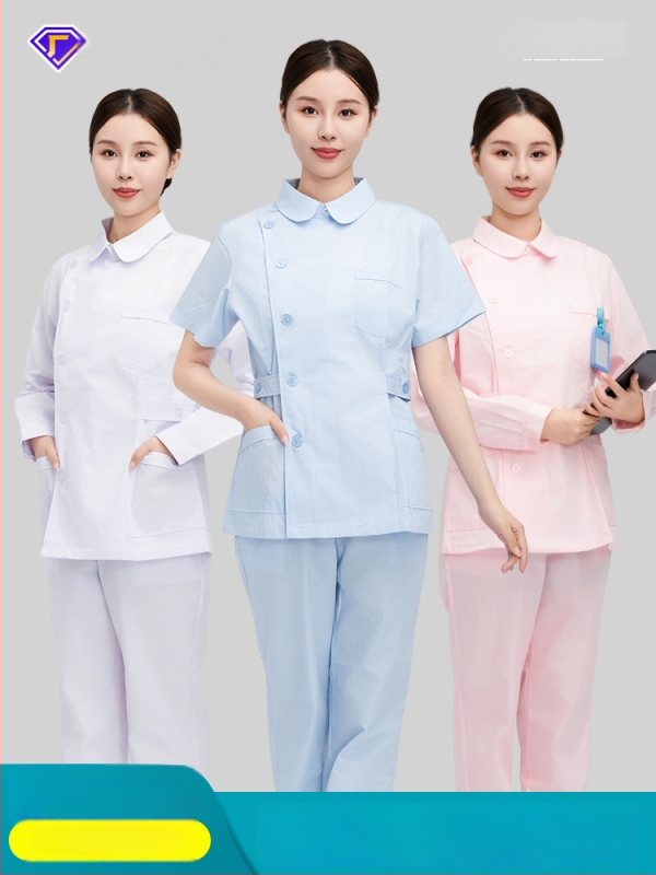 Māsu uniformes komplekts ar lellītes apkakli, garas piedurknes, kokvilnas–spandeksa audums, mitrumu vadīšana