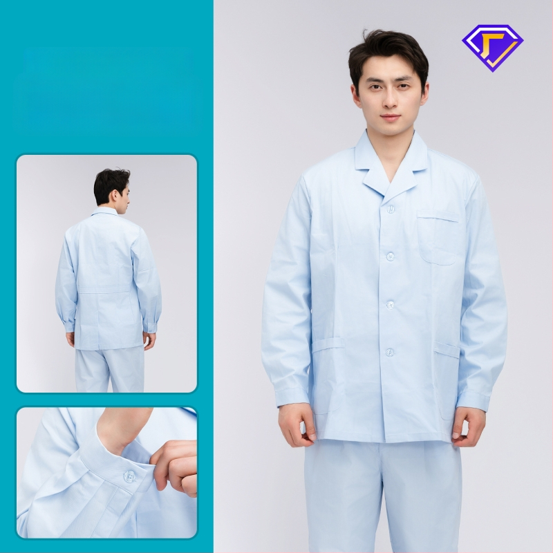 Māsu uniformes komplekts ar lellītes apkakli, garas piedurknes, kokvilnas–spandeksa audums, mitrumu vadīšana