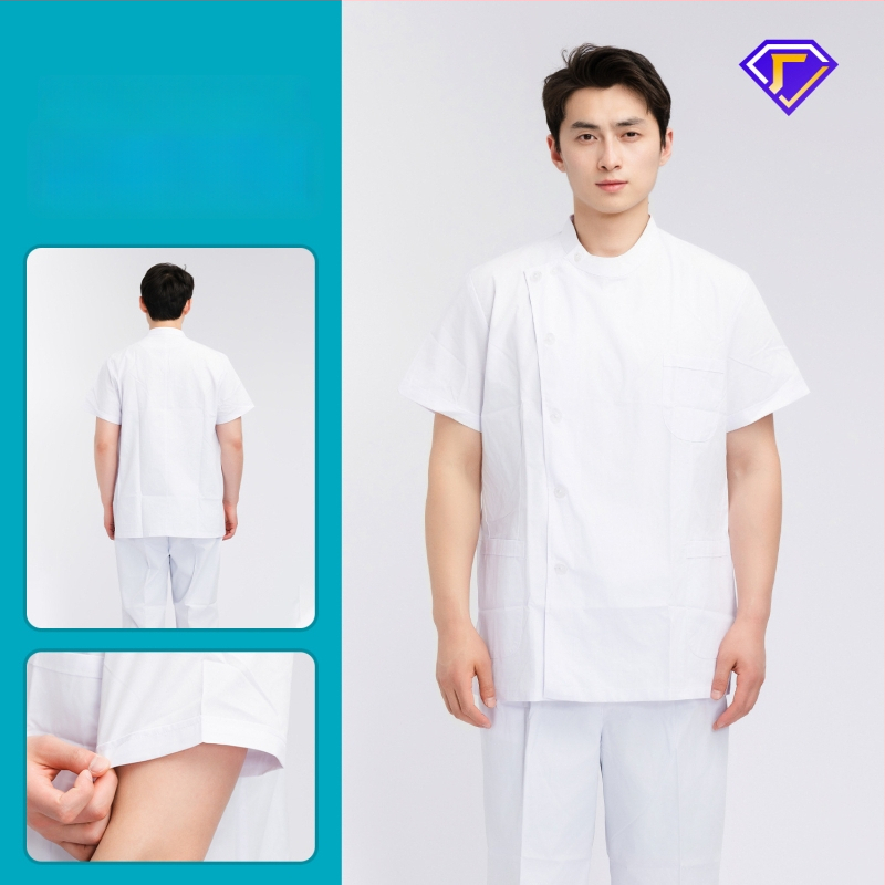 Māsu uniformes komplekts ar lellītes apkakli, garas piedurknes, kokvilnas–spandeksa audums, mitrumu vadīšana