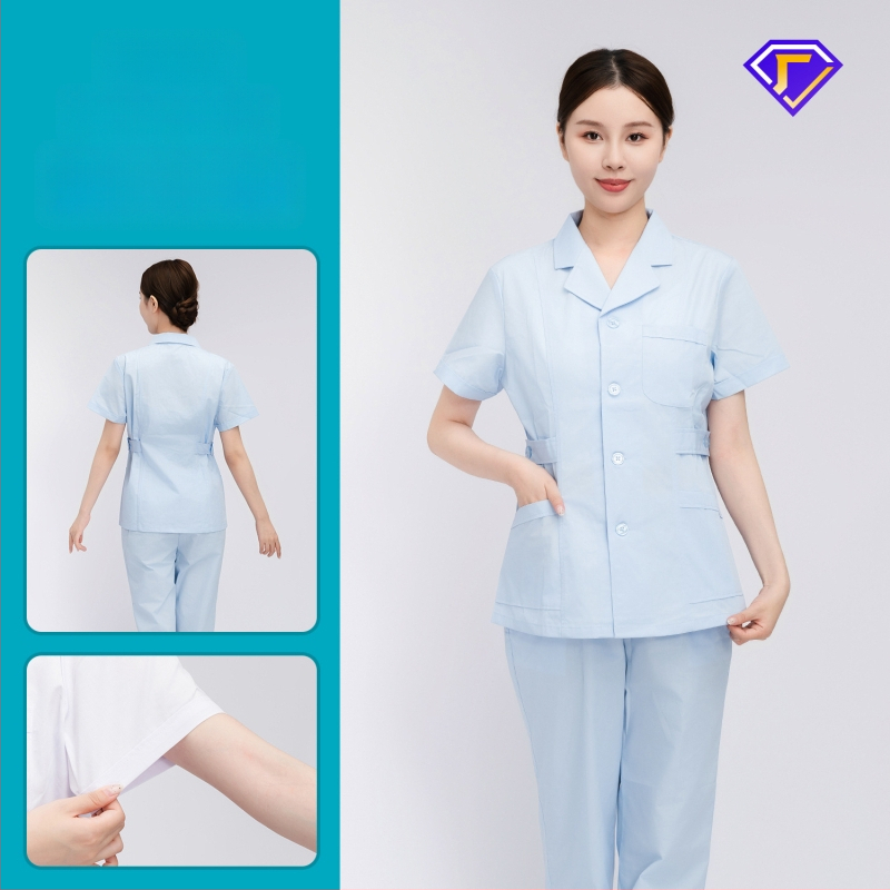 Māsu uniformes komplekts ar lellītes apkakli, garas piedurknes, kokvilnas–spandeksa audums, mitrumu vadīšana