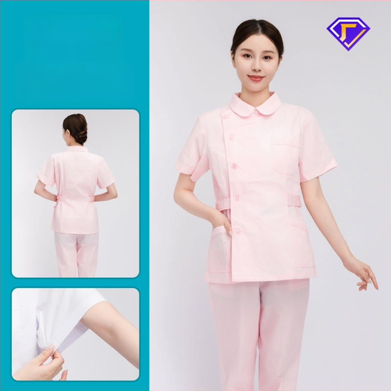 Māsu uniformes komplekts ar lellītes apkakli, garas piedurknes, kokvilnas–spandeksa audums, mitrumu vadīšana