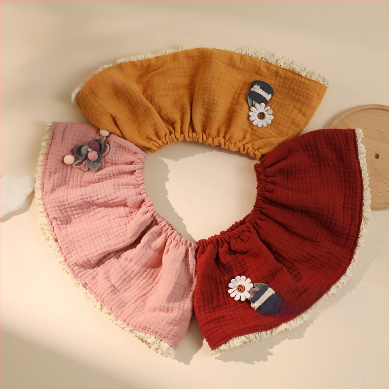 Bērnu bavete ar 360° princeses mežģīnēm, kokvilnas marlē, absorbējošs kokvilnas diegs, vecums 0–1 gads