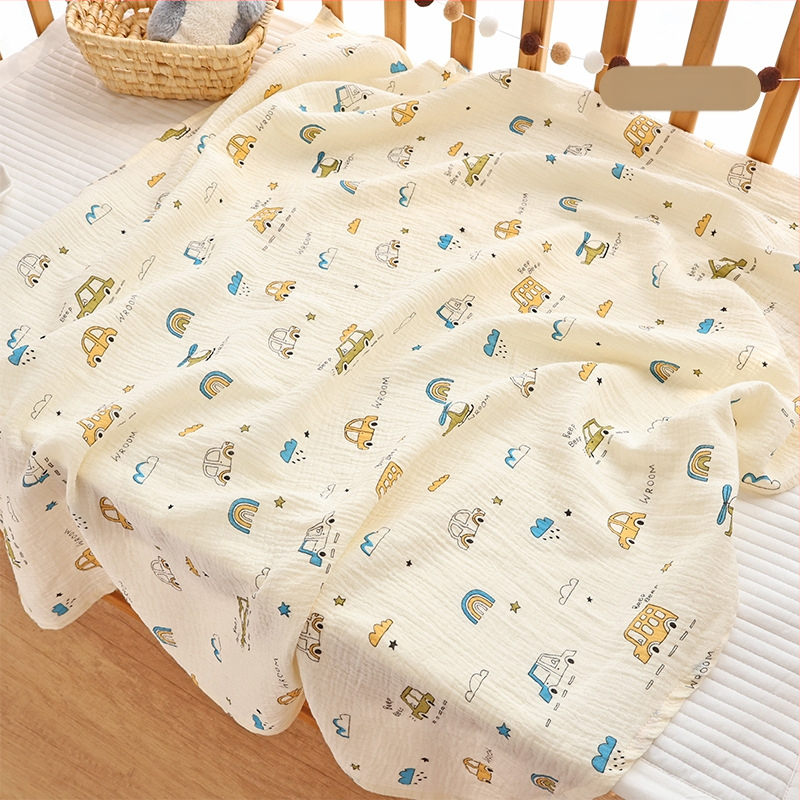 Zīdaiņu šalle no crepe auduma ar karikatūru un punktu rakstu, visas sezonas, drošības klase A