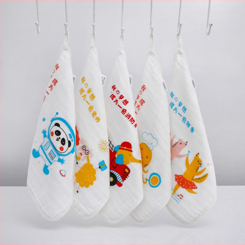 Bērnu sejas dvielis no sešslāņu kokvilnas gāzes, drukāts, absorbējošs, ar karikatūru motīviem, vecāku-bērnu stilā (Zīmols: Youya · Materiāls: Kokvilna · Svars: 140–170 g · Mērķauditorija: Zīdainis · Kategorija: Dvielis)