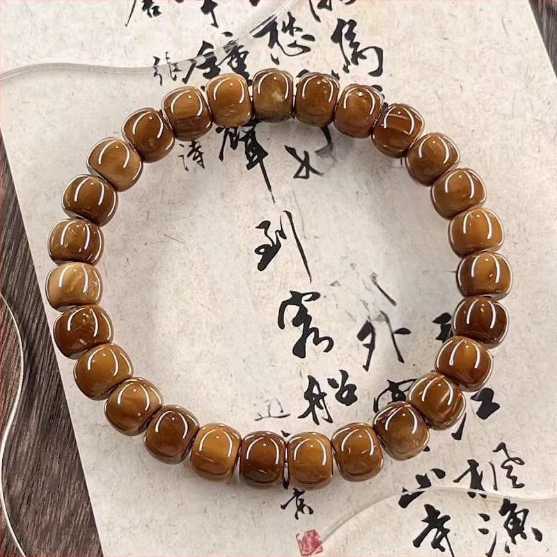 Bodhi karolių apyrankė — Cook medžiaga, rankų darbas, unisex, Kinų stiliaus, širdies/ bangos/ geometrinės formos, literatūros retro, vasara 2024