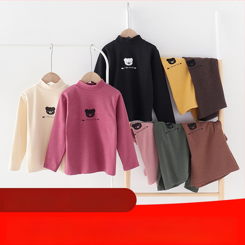 Augstu apkakli bērnu džemperis, bez kapuces, garas piedurknes, karikatūras raksts, poliestera maisījums, 3–8 gadi, rudens-ziemas sezonai